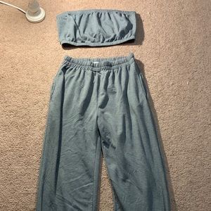 Two piece tube top + sweatpants